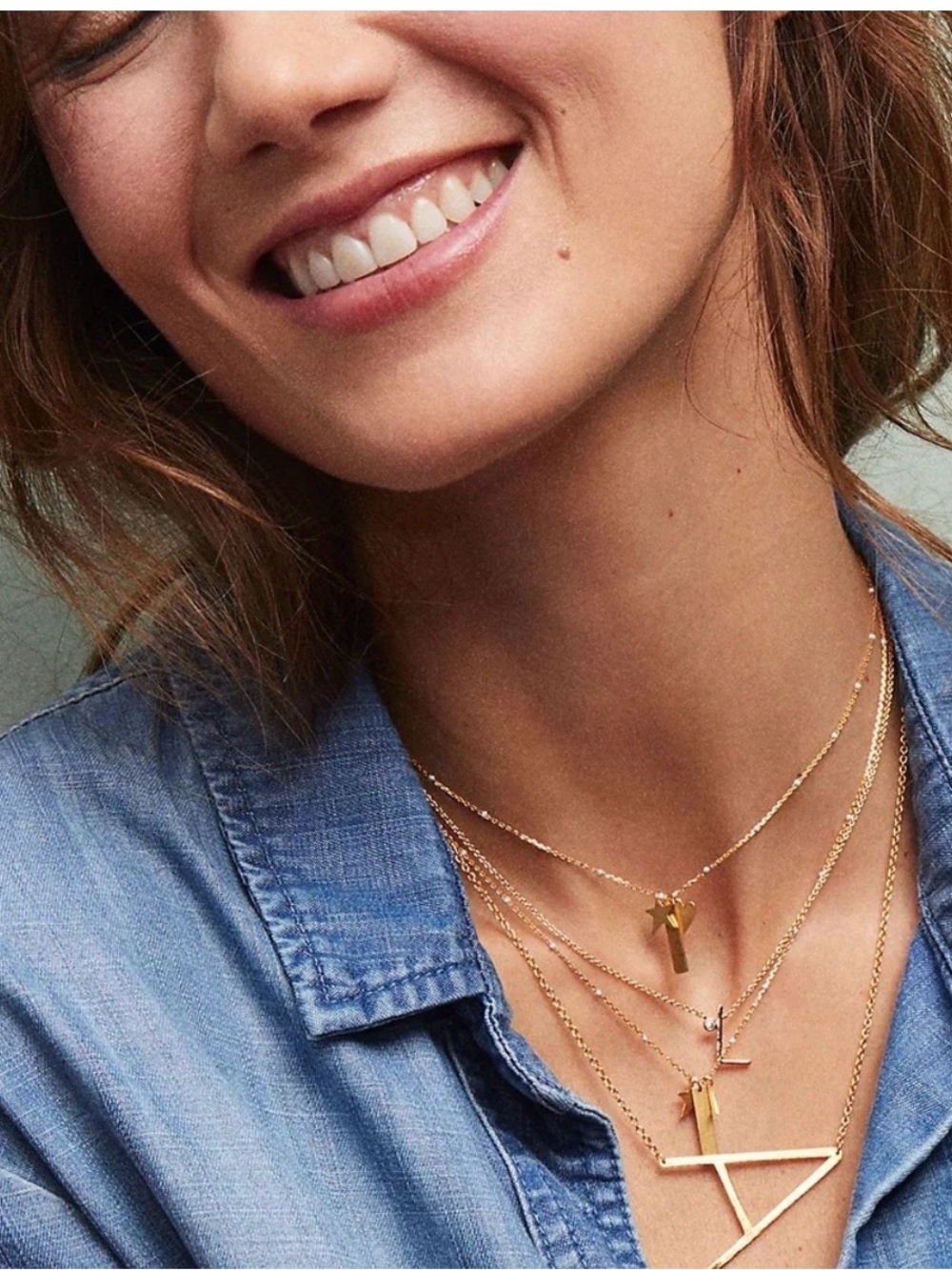 Anthropologie Gold 'M' Initial Necklace - Picture 3 of 3